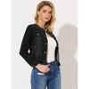 INSPIRE CHIC Women's Button Down Collarless Long Sleeve Jean Jackets - 3 of 4