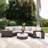 GDFStudio Outdoor Wicker Half Round 4 Seater Sectional Set with Ice Bucket Ottoman - 2 of 4