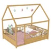 CAVINAS Twin Size Bed Frame with House Roof Frame,Platform Bed with Fence Guardrails,Pine Sturdy Platform Bed for Bedroom - 4 of 4