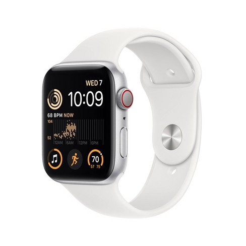 Apple Watch SE GPS + Cellular 44mm Silver Aluminum Case with White Sport  Band (2022, 2nd Generation) - S/M