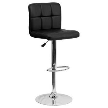 Emma and Oliver Quilted Vinyl Swivel Adjustable Height Barstool with Chrome Base