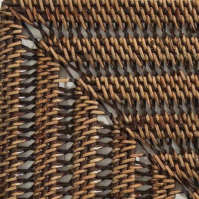 Set of 4 Brown Woven Rattan Square Rustic Chargers