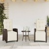 vidaXL 3 Piece Bistro Set with Cushions Brown Poly Rattan - 3 of 4