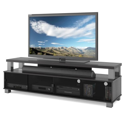 Sonax Bromley 2 Tier Ravenwood TV Stand for TVs up to 80" Black: Modern Media Console with Cable Management
