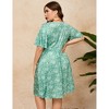 Women's Plus Size Boho Floral V Neck Ruffle Short Sleeve Dress Elastic High Waist A Line Dress - 4 of 4