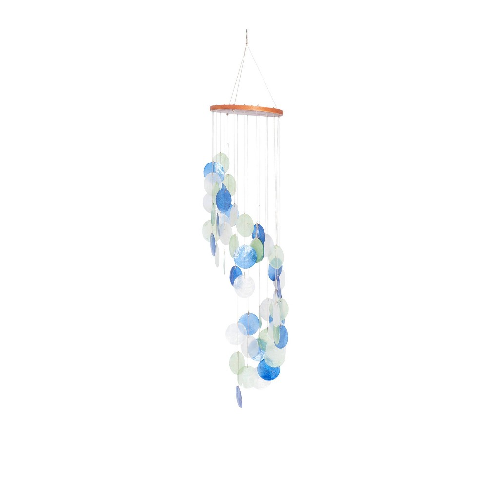 Olivia & May 31" Coastal Capiz Shell Abstract Windchime Blue/Green/Natural
