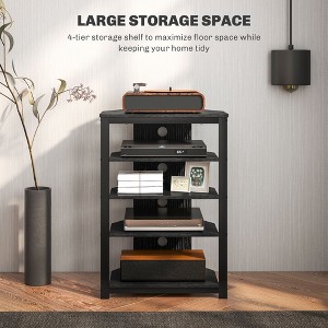ORRD Black TV Stand with 4 Storage Shelves & Steel Frame, Corner TV Table with Cable Management for Bedroom, Living Room - 1 of 4