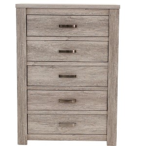 Bedroom Furniture Rustic Light Grey Simple 1pc Chest Of Drawers 5-Drawers Storage Cabinet Solidwood - 1 of 4