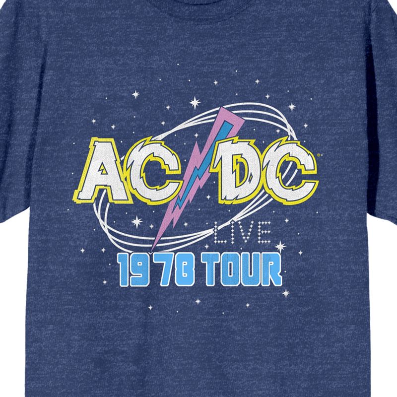 ACDC Live 1978 Tour Crew Neck Short Sleeve Navy Heather Women's T-shirt, 2 of 4