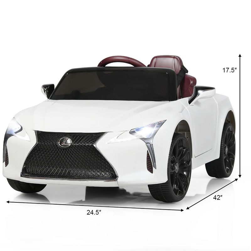 Costway 12V Kids Ride on Car Lexus LC500 Licensed Remote Control Electric Vehicle White, 3 of 11