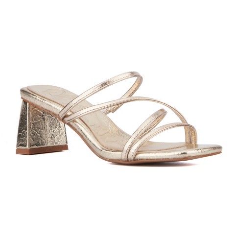 Office gold heeled sandals best sale