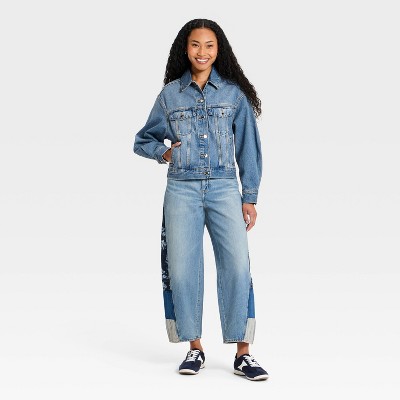 Universal Thread Women's Bandana Print Denim Jacket - Universal Thread™ Medium Wash S — фото 3