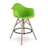 HomeRoots 28" Green And Brown Heavy Duty Plastic And Solid Wood Low Back Counter Height Bar Chair - 4 of 4