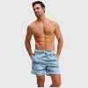 Anna-Kaci Men's Wave Stripe Print Swim Trunks with Drawstring Waist and Functional Pockets - 2 of 4