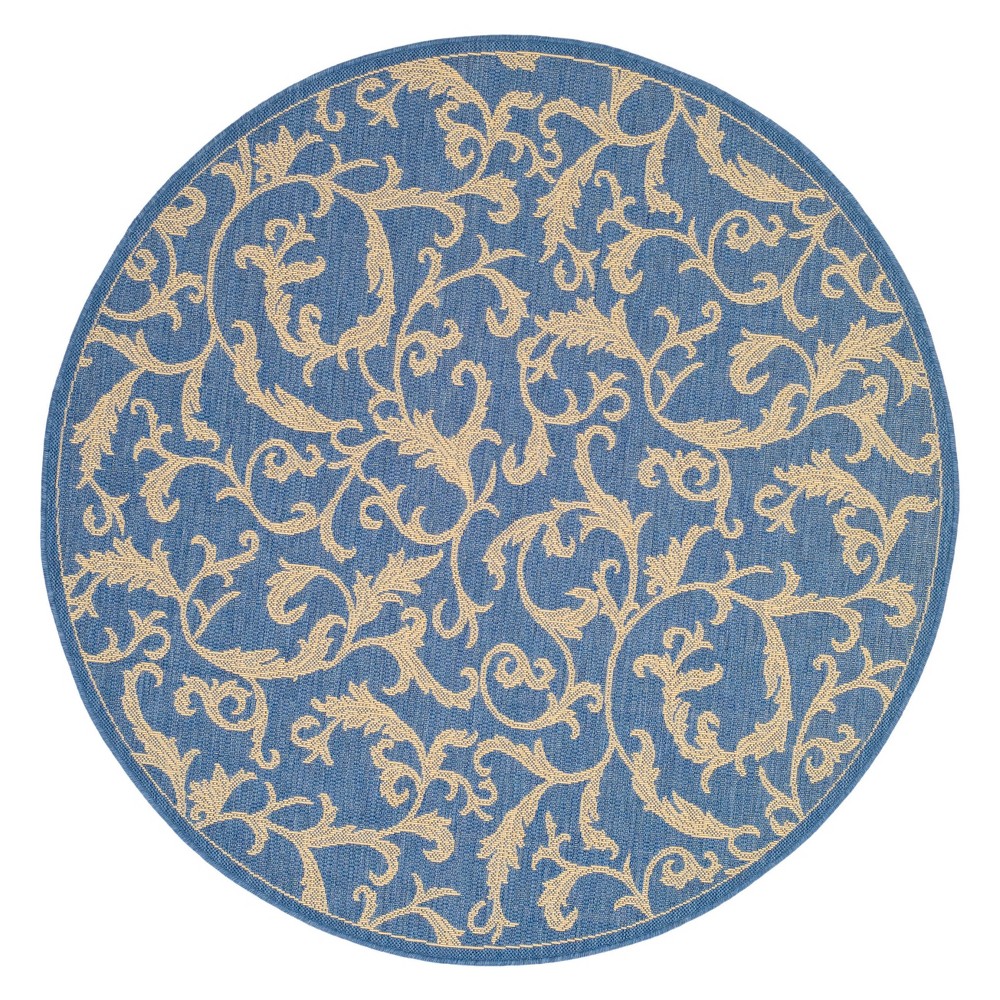 6'7in Round Jassy Outdoor Rug Blue/Natural - Safavieh