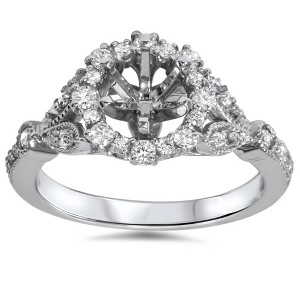 Pompeii3 3/8ct Vintage Halo Diamond Engagement Setting 14k White Gold Semi Mount - 1 of 4