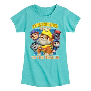 Girls' - Paw Patrol - Rubble & Crew Fitted Short Sleeve Graphic T-Shirt - 1 of 4