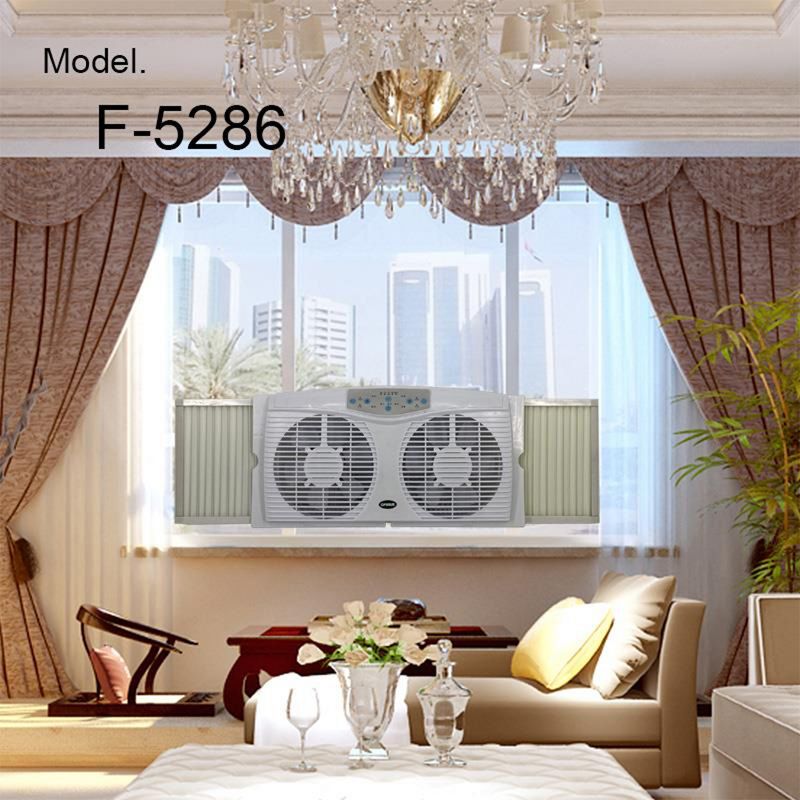 Optimus 8 in. Electric Reversible Twin Window Fan with Thermostat, 5 of 7