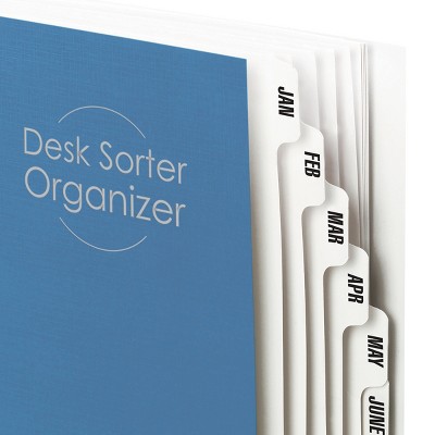 Blue Monthly Desk File Sorter with 12 Dividers