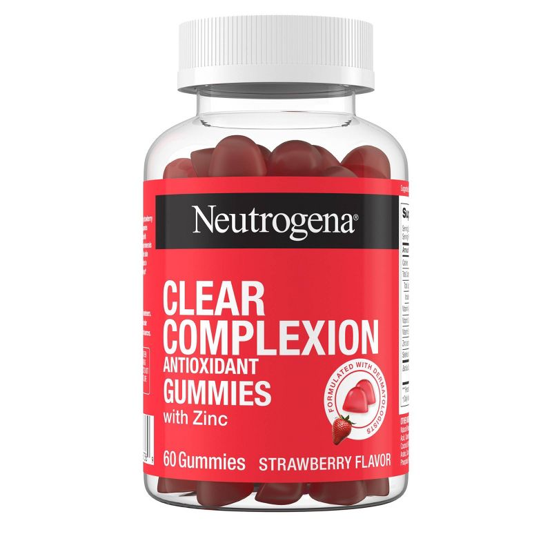 Neutrogena Clear Complexion Antioxidant Gummies with Zinc, Vitamin A, C &#38; E - Strawberry Flavor - 60 ct, 1 of 12