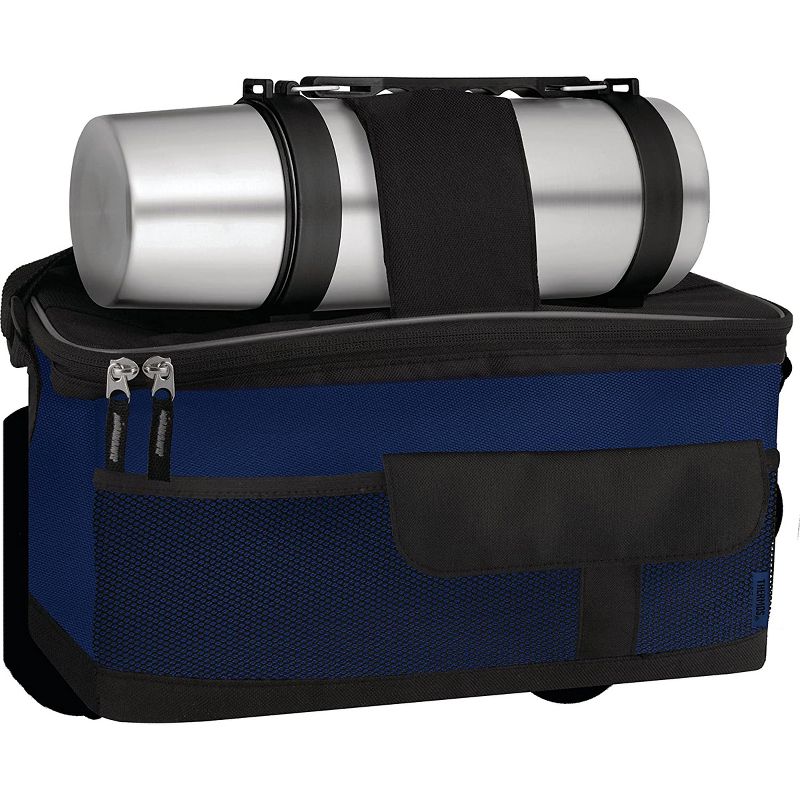 Thermos ThermoCafe Beverage Bottle and Lunch Bag Combo - Blue/Stainless, 1 of 2