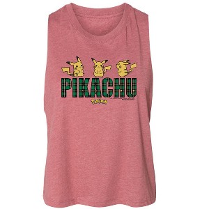 Women's Pokémon Plaid Pikachu Graphic Racerback Tank - Heather Mauve - Small - 1 of 3