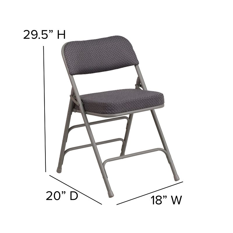 Emma and Oliver 4 Pack Premium Curved Triple Braced & Hinged Fabric Upholstered Metal Folding Chair, 5 of 12