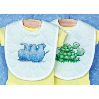 Dimensions Baby Hugs Stamped Cross Stitch Kit 9"X14" 2/Pkg-Little Pond Bibs