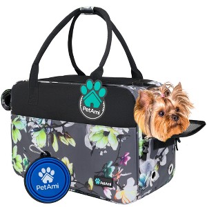 PetAmi Dog Purse Carrier, Airline Approved Soft Sided Pet Carrying Bag Pockets, Ventilated Puppy Cat Travel Carry Tote, Fleece Bed - 1 of 4
