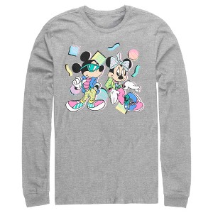 Men's Mickey & Friends 80s Minnie and Micky Mouse Long Sleeve Shirt - 1 of 4