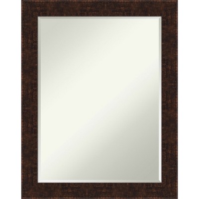 Amanti Art William Mottled Bronze Narrow Petite Bevel Bathroom Wall Mirror 28 x 22 in.