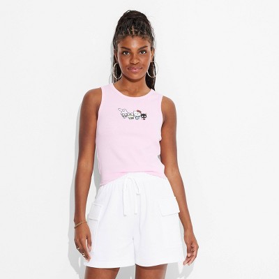Women's Hello Kitty Graphic Shrunken Tank Top - Pink