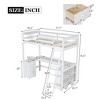 Twin/Full Size Loft Bed with U-Shaped Desk, Drawers and Storage Shelves - ModernLuxe - 3 of 4