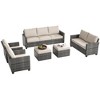 6-Piece All-Weather Outdoor Sofa Set - PE Rattan Sectional with Storage Table, Tempered Glass & Washable Cushions - 3 of 4