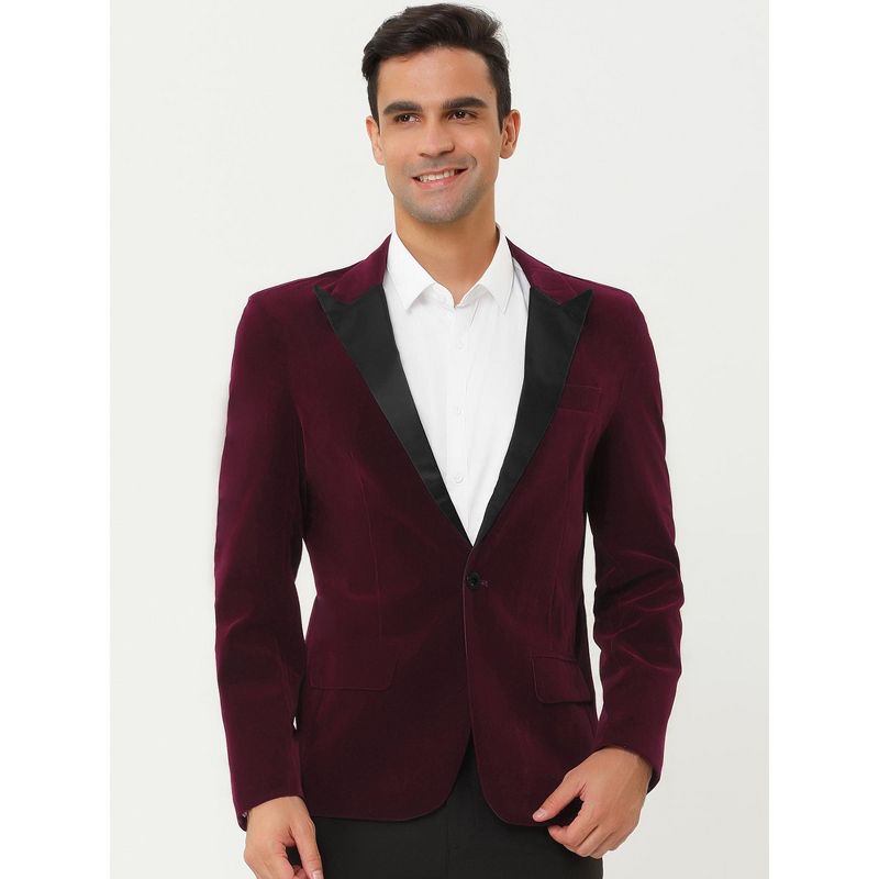 Lars Amadeus Men's Velvet Blazer One Button Party Prom Tuxedo Dinner Suit Blazer, 3 of 7