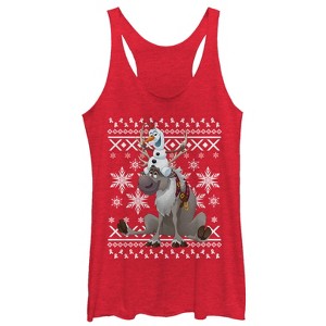 Women's Frozen Ugly Christmas Friends Racerback Tank Top - 1 of 3