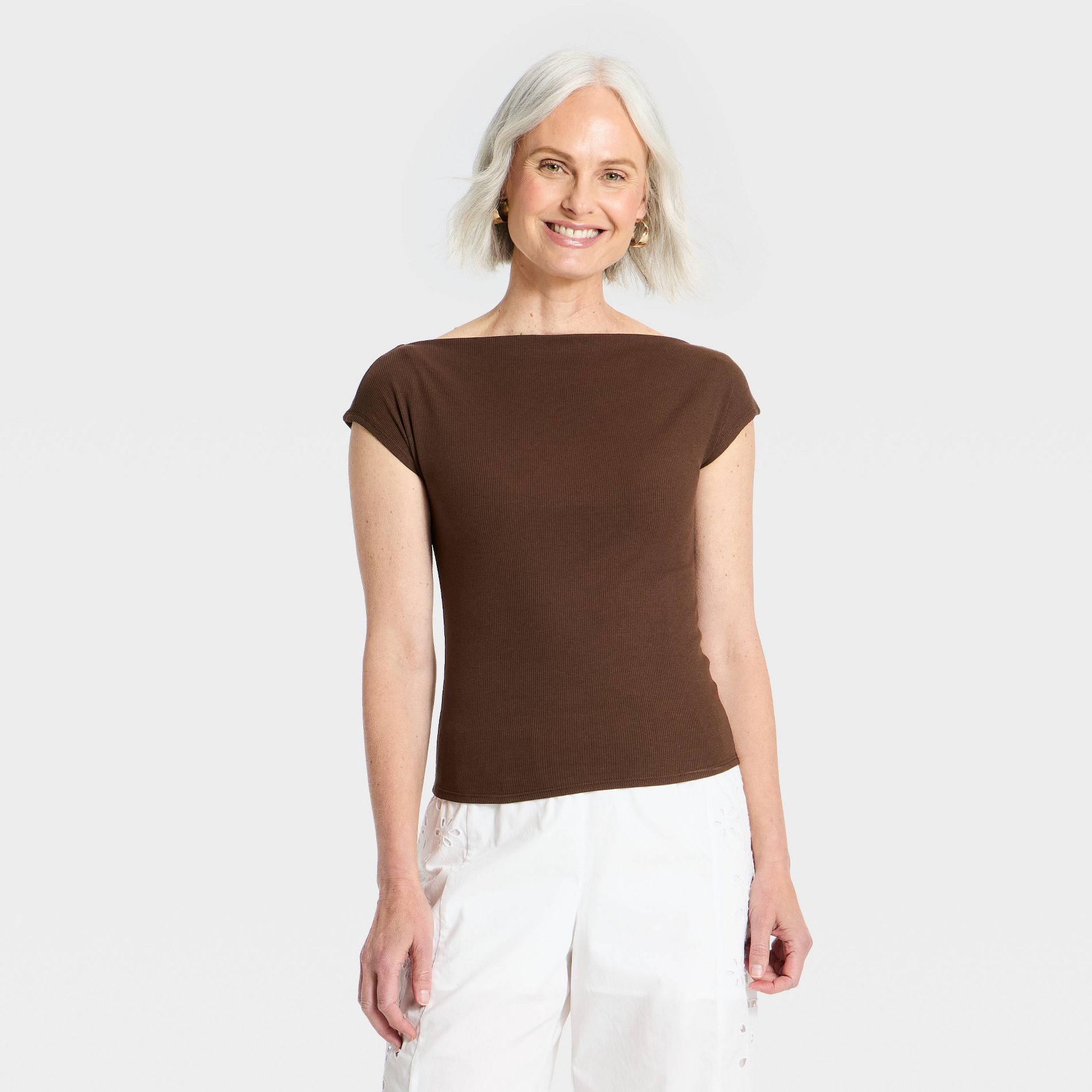 Women's Cap Sleeve Boat Neck T-Shirt - A New Day™