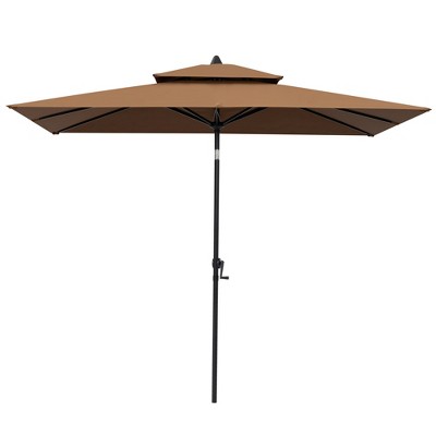 Pellebant 10 x 6.5 FT Rectangular Double Top Patio Market Umbrella with Tilt & Crank