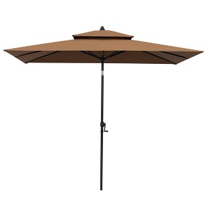 Pellebant 10 x 6.5 FT Rectangular Double Top Patio Market Umbrella with Tilt & Crank - 1 of 4