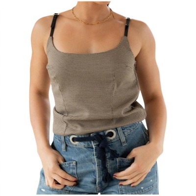Women's Jeannine Houndstooth Buckle Strap Top - GOLDEN