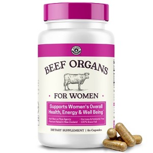 Beef Organ Supplement for Women, Beef Liver, Kidney, Heart & Uterus Tissue, Supports Women's Overall Energy and Health, Left Coast Performance - 1 of 4