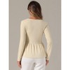 Allegra K Women's Long Sleeve Ruffled Hem Decorative Buttons V-Neck Waffle Knit Tops - 4 of 4
