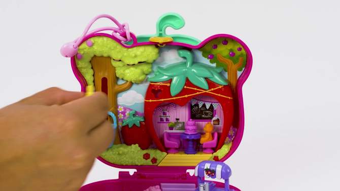 Polly Pocket Straw-beary Patch Compact Dolls and Playset, 2 of 7, play video