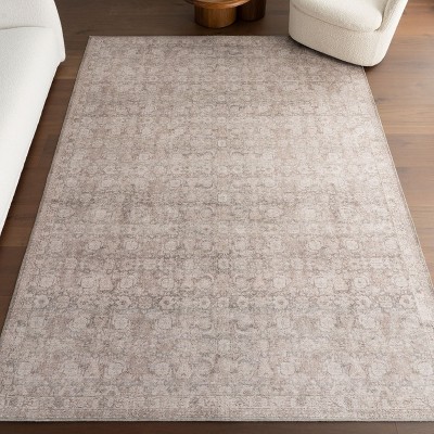 Delphi Dark Beige Rectangular Synthetic Area Rug, 6' 7" x 9'