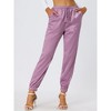 INSPIRE CHIC Women's Drawstring Elastic Waist Ankle Length Satin Joggers Pants with Pocket - 2 of 4