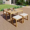 Christopher Knight Home Slate 5 Pieces Outdoor Acacia Wood Dining Set with Cushions, Teak/Beige - 2 of 4