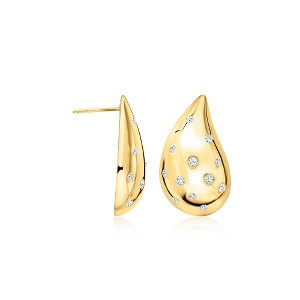Ross-Simons 0.50 ct. t.w. Diamond Puffy Teardrop Earrings in 18kt Gold Over Sterling - 1 of 4