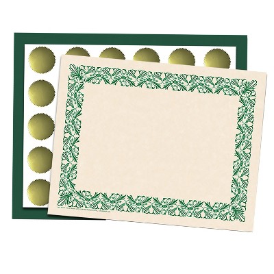 Hayes Publishing Art Deco Set -Green Border Paper, Plain Folders, Gold Seals