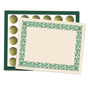 Hayes Publishing Art Deco Set -Green Border Paper, Plain Folders, Gold Seals - 1 of 3