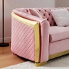 106" L-Shaped Chesterfield Sectional Sofa with Gold Stainless Steel Accents, Velvet Button Tufted Design & 5 Pillows for Luxury Living Room - 2 of 4